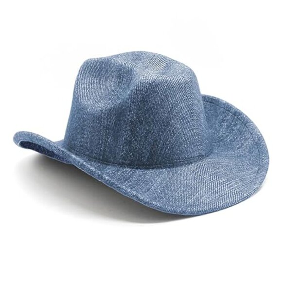 Denim Cowboy Hat Y2K Western Wide-Brim Adjustable Foldable Brim main image 5